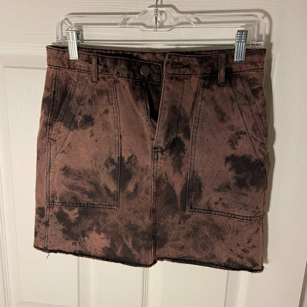 Black and purple denim mini skirt - S